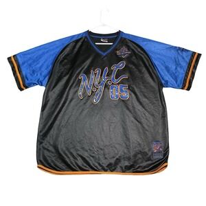 Vtg FUBU Jersey Mens XXL City Series NYC 05 Black Blue Hip Hop Knicks Shiny Y2k